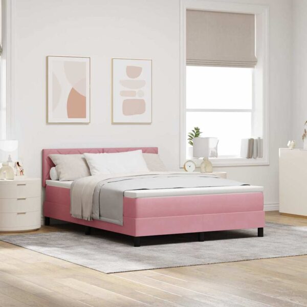 vidaXL Box spring seng med pude Lyserød 160 x 200 cm Fløjl