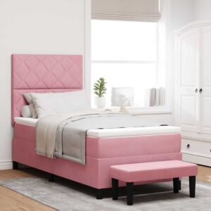 vidaXL Box spring seng med pude Lyserød 200 x 100 cm Fløjl
