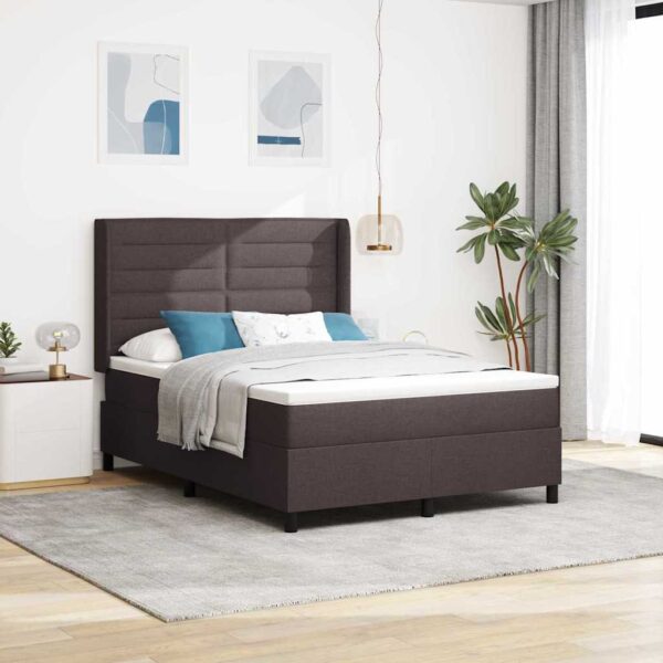 vidaXL Box spring seng med pude Mørk Brun 190 x 140 cm Stof