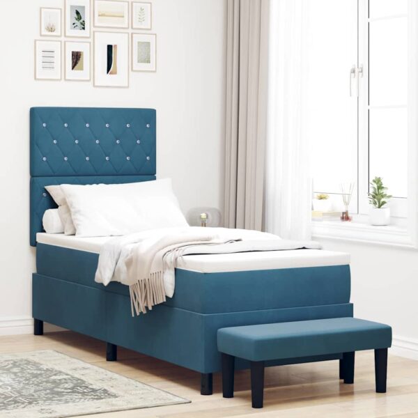 vidaXL Box spring seng med pude Mørkeblå 200 x 80 cm Fløjl