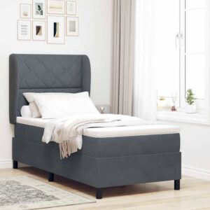 vidaXL Box spring seng med pude Mørkegrå 190 x 90 cm Fløjl