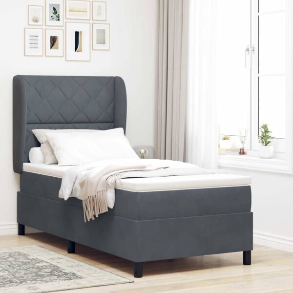 vidaXL Box spring seng med pude Mørkegrå 190 x 90 cm Fløjl