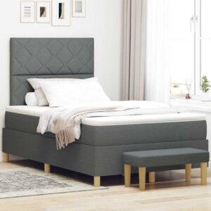 vidaXL Box spring seng med pude Mørkegrå 200 x 120 cm Stof