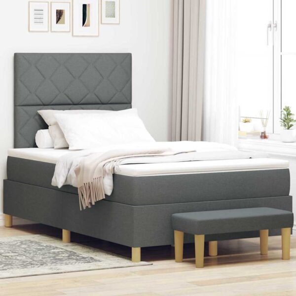 vidaXL Box spring seng med pude Mørkegrå 200 x 120 cm Stof