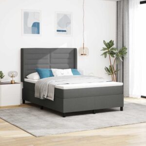 vidaXL Box spring seng med pude Mørkegrå 200 x 140 cm Stof