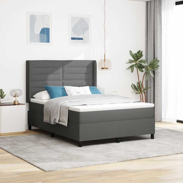 vidaXL Box spring seng med pude Mørkegrå 200 x 140 cm Stof