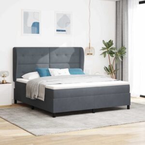 vidaXL Box spring seng med pude Mørkegrå 200 x 180 cm Fløjl