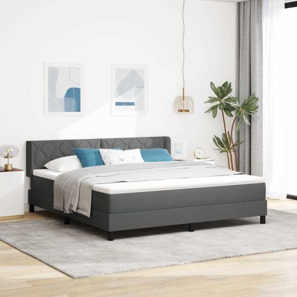 vidaXL Box spring seng med pude Mørkegrå 200 x 180 cm Stof