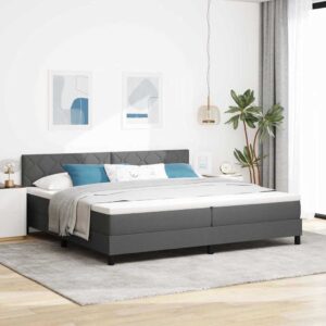 vidaXL Box spring seng med pude Mørkegrå 200 x 200 cm Stof