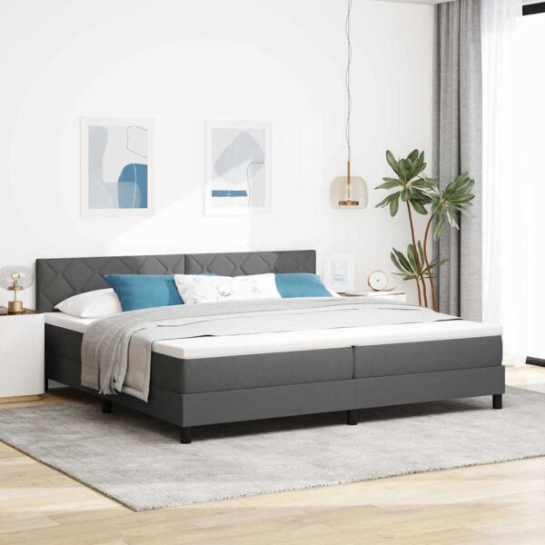vidaXL Box spring seng med pude Mørkegrå 200 x 200 cm Stof