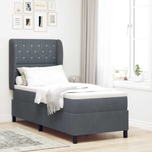vidaXL Box spring seng med pude Mørkegrå 200 x 80 cm Fløjl
