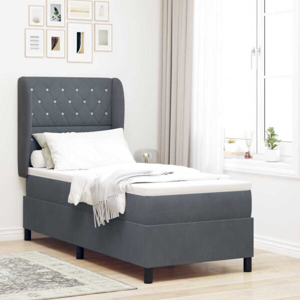 vidaXL Box spring seng med pude Mørkegrå 200 x 80 cm Fløjl