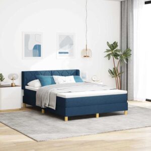 vidaXL Box spring seng med pude med hovedgærde Blå 200 x 140 cm Stof