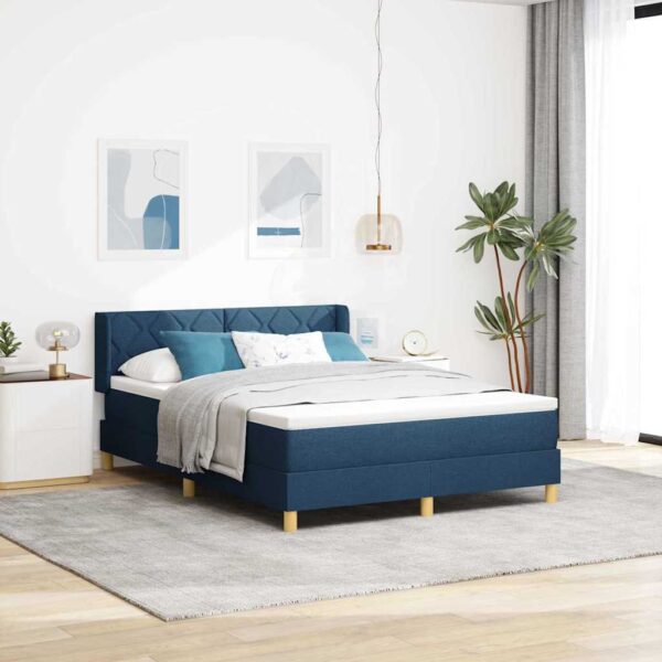 vidaXL Box spring seng med pude med hovedgærde Blå 200 x 140 cm Stof