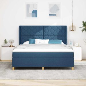 vidaXL Box spring seng med pude med hovedgærde Blå 200 x 180 cm Stof