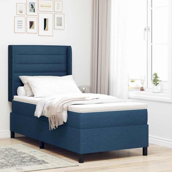 vidaXL Box spring seng med pude med hovedgærde Blå 200 x 80 cm Stof