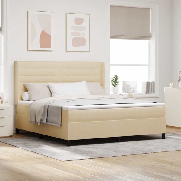 vidaXL Box spring seng med pude med hovedgærde Creme 200 x 180 cm Stof