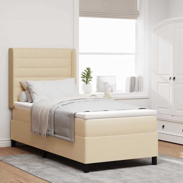 vidaXL Box spring seng med pude med hovedgærde Creme 200 x 80 cm Stof