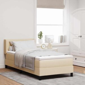 vidaXL Box spring seng med pude med hovedgærde Creme 200 x 90 cm Stof