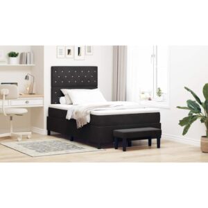 vidaXL Box spring seng med pude med hovedgærde Sort 190 x 120 cm Fløjl