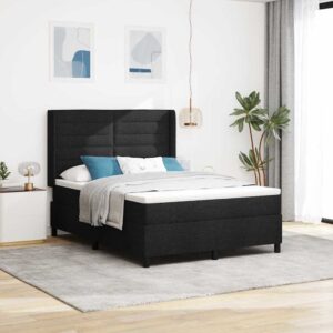 vidaXL Box spring seng med pude med hovedgærde Sort 190 x 140 cm Stof