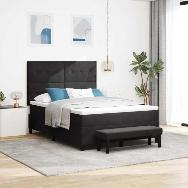 vidaXL Box spring seng med pude med hovedgærde Sort 200 x 140 cm Fløjl