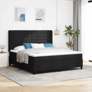 vidaXL Box spring seng med pude med hovedgærde Sort 200 x 180 cm Stof