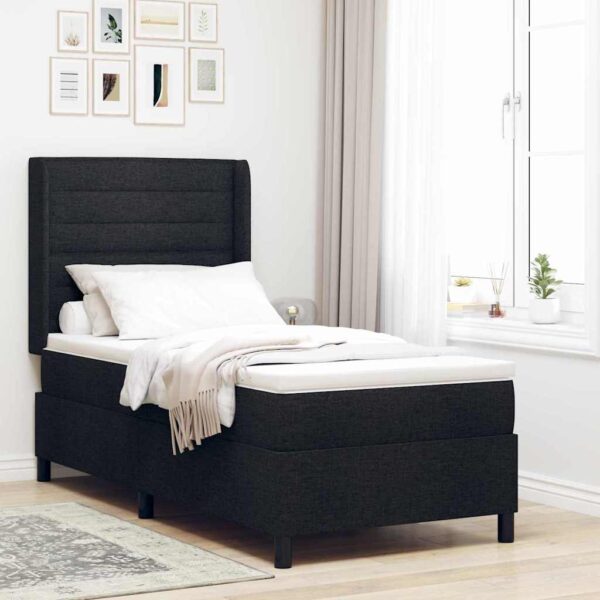 vidaXL Box spring seng med pude med hovedgærde Sort 200 x 80 cm Stof