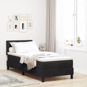 vidaXL Box spring seng med pude med hovedgærde Sort 80 x 200 cm Fløjl