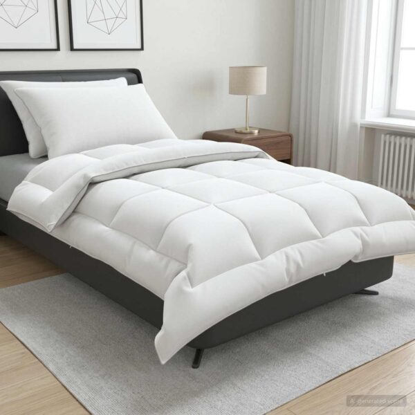 vidaXL Dyne- og puddesæt 3 stk. 140x220 cm Vinter 450 GSM Uld Hvid