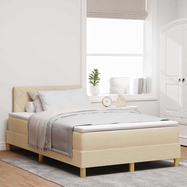 vidaXL LED Box Spring Bed med pude Creme 120 x 190 cm Stof
