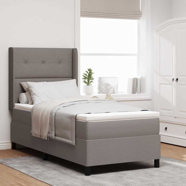 vidaXL LED Box Spring Bed med pude Gråbrun 80 x 200 cm Stof