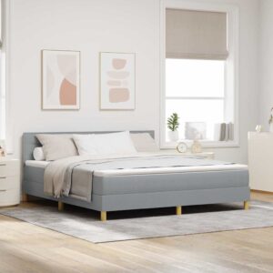 vidaXL LED Box Spring Bed med pude Lysegrå 180 x 200 cm Stof