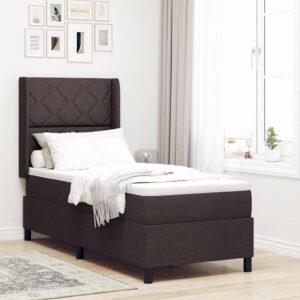vidaXL LED Box Spring Bed med pude Mørk Brun 80 x 200 cm Stof