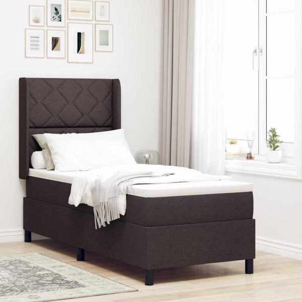 vidaXL LED Box Spring Bed med pude Mørk Brun 80 x 200 cm Stof