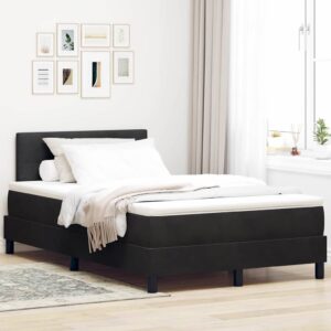 vidaXL LED Box Spring Bed med pude Sort 120 x 200 cm Fløjl