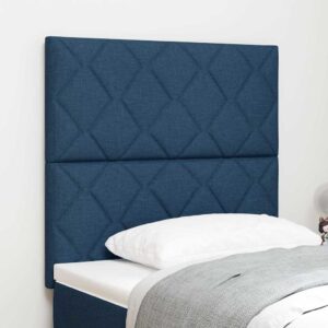 vidaXL LED sengegavl Blå 90 cm Stof