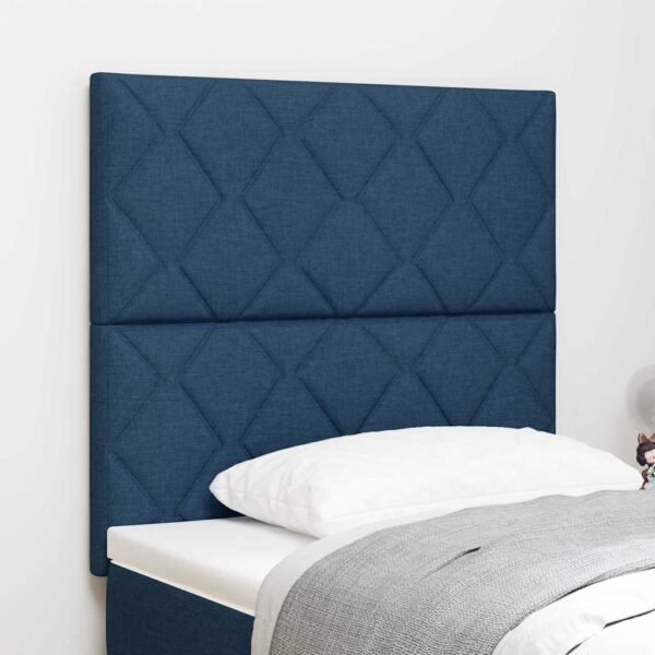 vidaXL LED sengegavl Blå 90 cm Stof