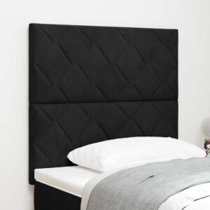 vidaXL LED sengegavl Sort 90 cm Fløjl