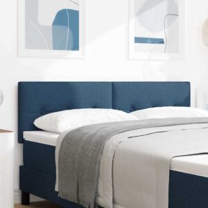 vidaXL LED sengegavl med LED-lysstrimler Blå 160 cm Stof