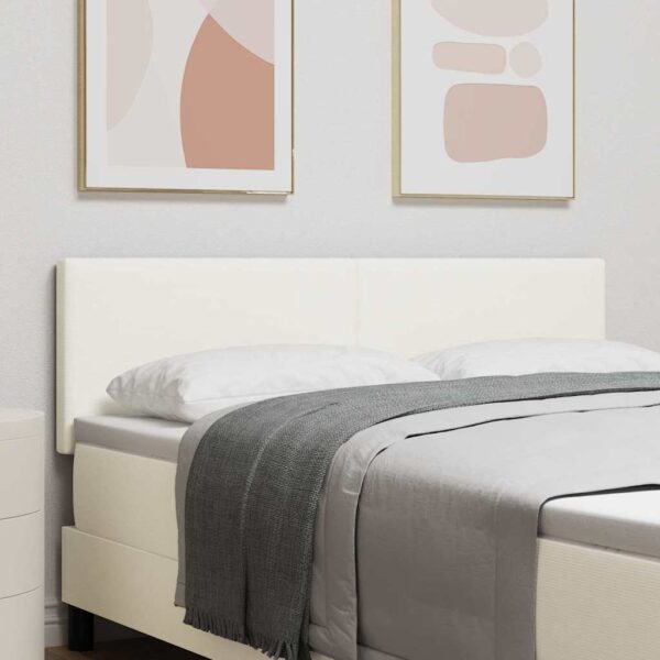 vidaXL LED sengegavl med LED-lysstrimler Creme 160 cm Velourstof