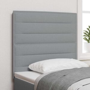 vidaXL LED sengegavl med LED-lysstrimler Lysegrå 90 cm Stof