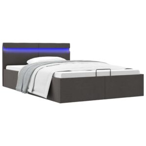 vidaXL hydraulisk opbevaringsseng med LED 120x200 cm stof mørkegrå
