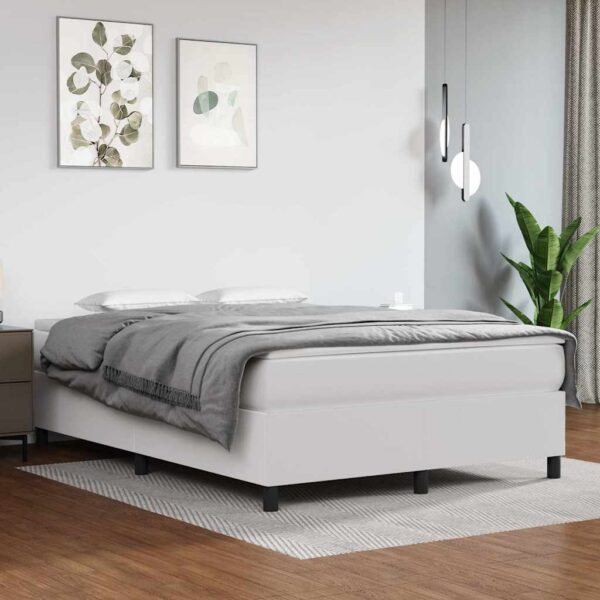 vidaXL kontinentalseng 140x200 cm kunstlæder hvid
