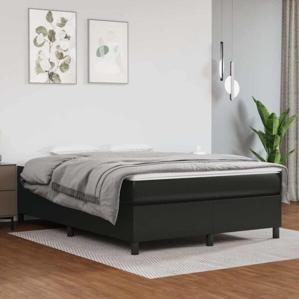 vidaXL kontinentalseng 140x200 cm kunstlæder sort