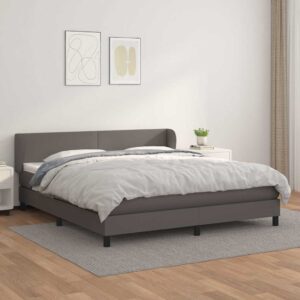vidaXL kontinentalseng 160x200 cm kunstlæder grå
