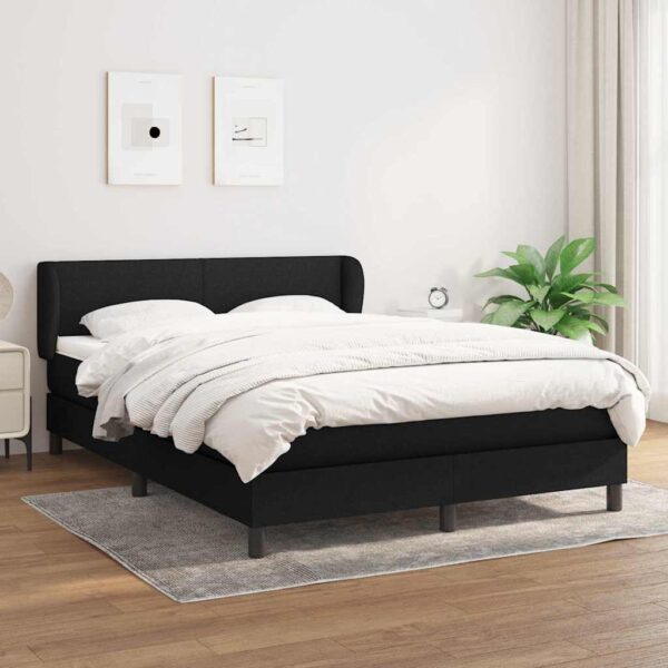 vidaXL kontinentalseng med madras 140x200 cm stof sort