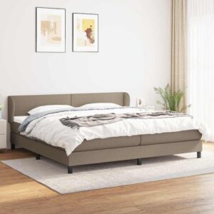 vidaXL kontinentalseng med madras 200x200 cm stof gråbrun