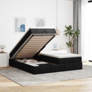 vidaXL osmannisk sengeramme med madrasser 160x200 cm stof sort