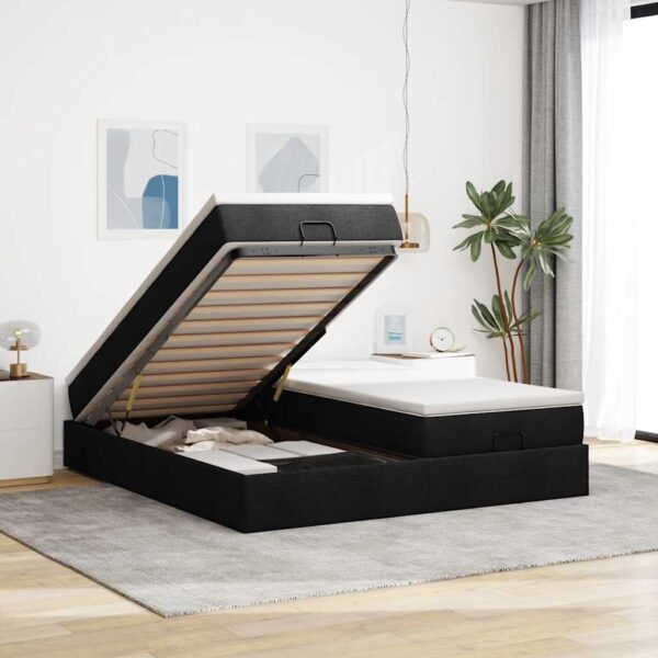 vidaXL osmannisk sengeramme med madrasser 160x200 cm stof sort